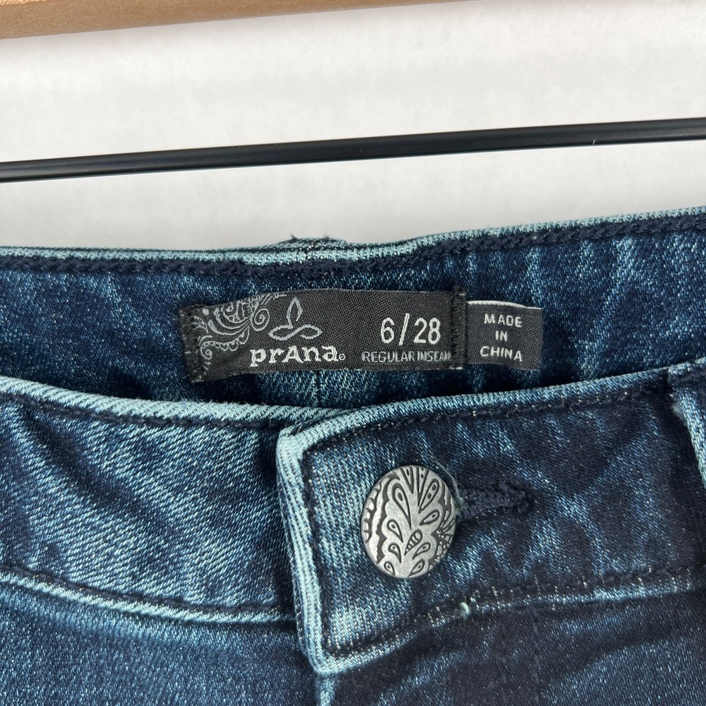 prAna Kara Skinny Jeans Womens 6/28 Blue Denim Organic Cotton Stretch Mid Rise - Picture 4 of 12